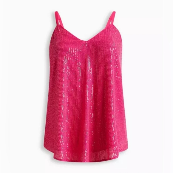 torrid Tops - Torrid Sophie Sequin Swing Cami Size 2X Color Pink Glo (Hot Pink) NWOT
